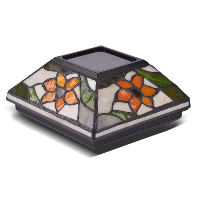 2211-F5 Tiffany Glass Solar Outdoor Post Light Cap 2211-F5 Tiffany Glass Solar Outdoor Post Light Cap